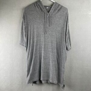 American Apparel Grey Short Sleeve Hoodie Shirt Top Kangaroo Pocket Casual Men L